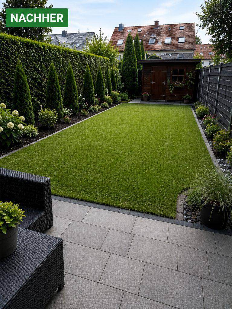 Gartenpflege Rasen Nachher